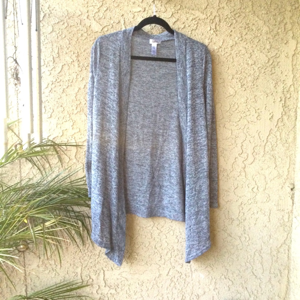 Sofra heather grey long sleeve flowy cardigan
